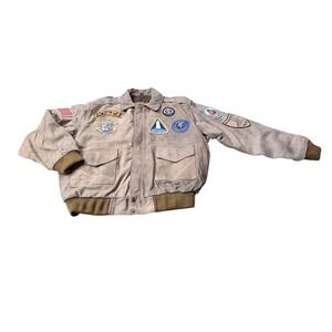 UNIK Leather  XXL Bomber Jacket Patches Aviation Space Shuttle Royal Air Force x